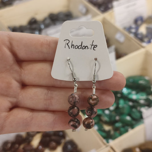 Boucles d'oreilles en rhodonite