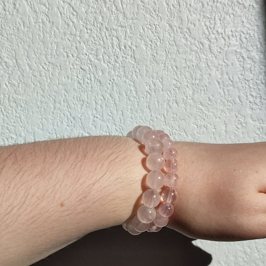 Bracelet en quartz rose en 8mm et 10mm