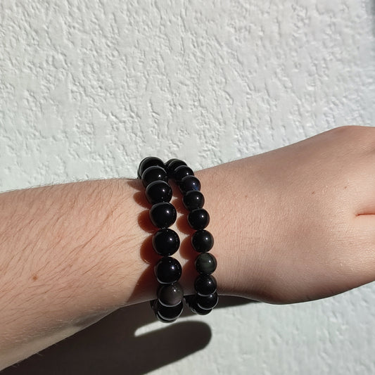 Bracelet en obsidienne œil céleste 8mm et 10mm