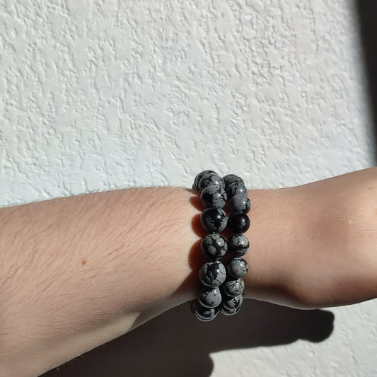 Bracelet en obsidienne neige/mouchetée en 8mm et 10mm