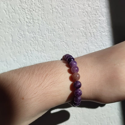 Bracelet en lépidolite en 8mm