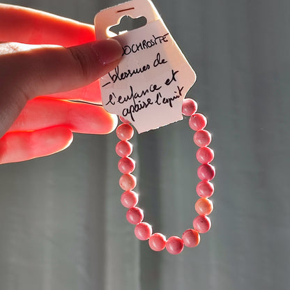 Bracelet en rhodochrosite en 8mm